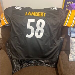 Black and Gold Replica Short Cut Jack Lambert Pittsburgh Steelers Jersey.